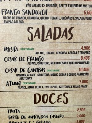 Speisekarte  at Paredão 476 in Moledo