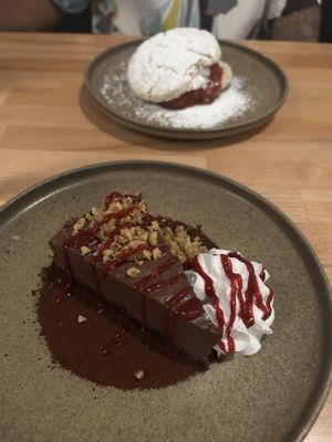 Chocolate mouse and Strawberry shortcake in the back.   at St. Elsewhere in Ottawa