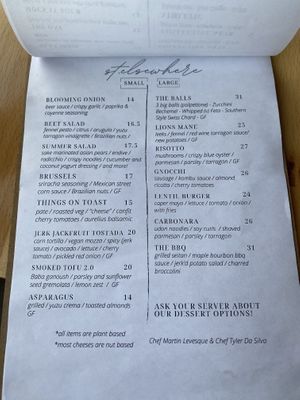 Menue  at St. Elsewhere in Ottawa