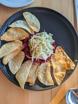 Beet tartare with crispy wontons at St. Elsewhere in Ottawa