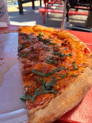 Vegan spicy sausage pizza  at Acre Pizza in Cotati