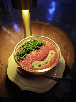 Raw borscht soup cashew version at Shivari - Healing Center & Vegan Restaurant in Koh Phangan