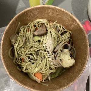 Noodles and veggies for Bak Kut The  at Veg Element Cafe in Penang
