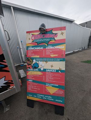 Menu. All the sauces are vegan except the honey mustard at Chimichanga in Nelson