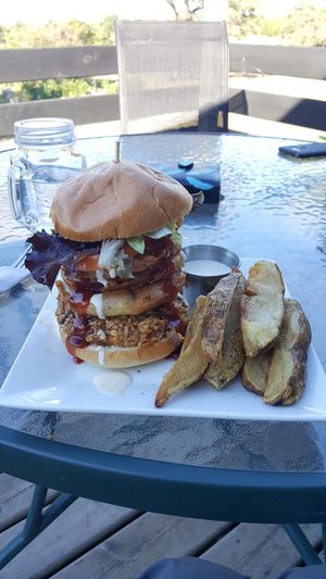 Seven Wonders Burger at Ancient Cedars Cafe in Tobermory