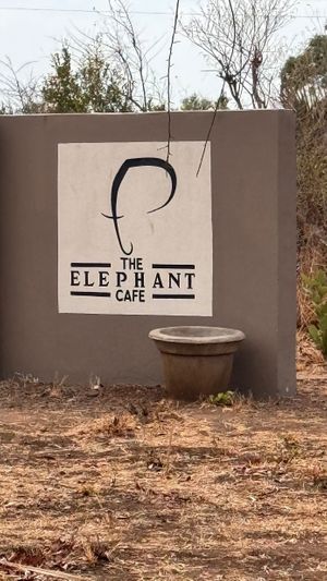 Sign from the road  at The Elephant Cafe in Livingstone