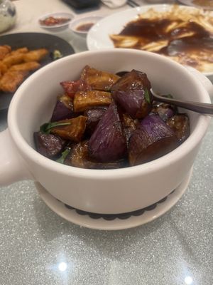 Braised brinjal with basill  at Dar Soo Vegetarian 大素@大愛素食餐廳 - Pavilion KL in Kuala Lumpur