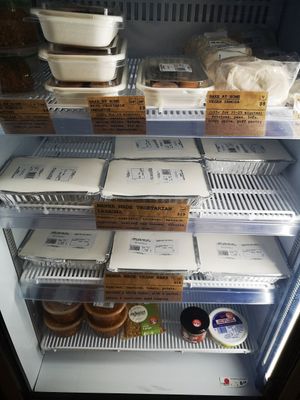 A good selection of vegan dishes ready to heat at home at Manna Wholefoods in South Fremantle