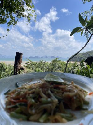 View and the Noodles  at Tha Khao Bay View Bungalow & Restaurant in Phang Nga