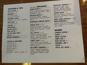 Menu 11/2/24  at Immortal Cafe & Supply in Sacramento