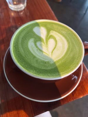 matcha latte at Immortal Cafe & Supply in Sacramento
