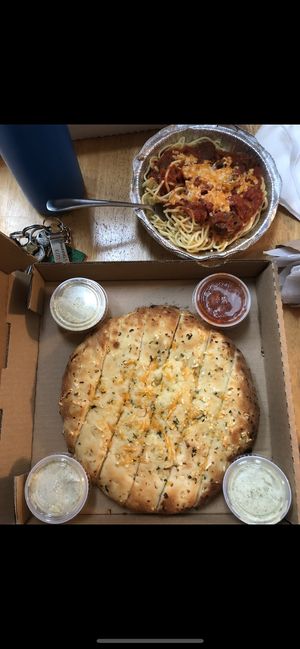 Garlic bread and their incredibleeeee Ranch  at Vegan Pizza in Garden Grove