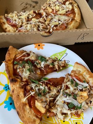 BBQ chik’n with pineapple.   at Vegan Pizza in Garden Grove