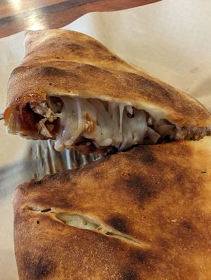 Chicken mushroom calzone at Vegan Pizza in Garden Grove