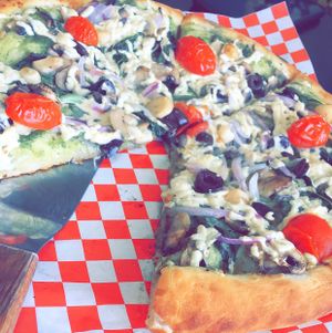 Mediterranean pizza  at Vegan Pizza in Garden Grove