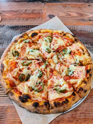 Hawaiian pizza at Vegan Pizza in Garden Grove