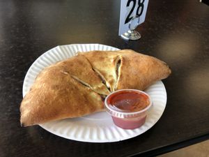 Chick’un mushroom cheez calzone at Vegan Pizza in Garden Grove