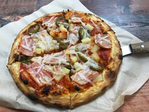 Hawaiian pizza...soooo good!!! at Vegan Pizza in Garden Grove