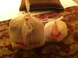 Delivery at the Grand Californian hotel at Vegan Pizza in Garden Grove