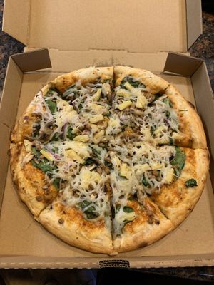 Spicy Thai Pizza. So good!!! at Vegan Pizza in Garden Grove