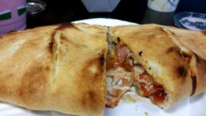 Ham and cheese calzone at Vegan Pizza in Garden Grove