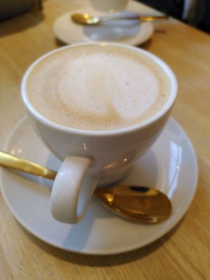 Decaf oat latte (December 2023) at Coliseum Coffee House in Ceredigion