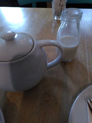 Teapot and oat milk  (January 2024) at Coliseum Coffee House in Ceredigion