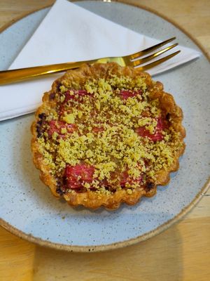 Rhubarb tartlet (April 2024) at Coliseum Coffee House in Ceredigion