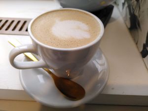 Decaf oat latte (July 2024) at Coliseum Coffee House in Ceredigion