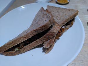 Sausage sandwich (really is nicer than it looks) (November 2024) at Coliseum Coffee House in Ceredigion