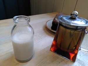 Tea and milk (January 2025) at Coliseum Coffee House in Ceredigion