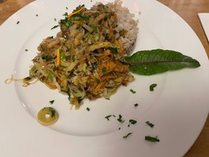 Asiatisches Gemüse mit Reis at Dorfstube in Gersfeld
