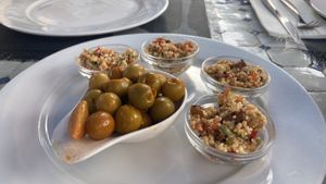 Olives and couscous cous  at Riad Cabrera in Almeria