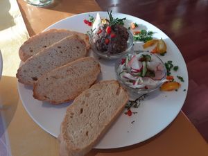 Paté and homemade bread at Veggies on Fire in The Hague