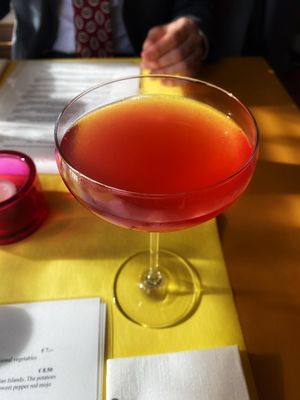 Rose & elderberry flavored alcoholic drink at Veggies on Fire in The Hague