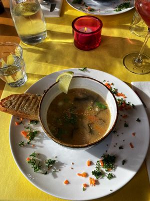 Miso soup at Veggies on Fire in The Hague