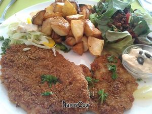 Cutlet with potatoes at Veggies on Fire in The Hague