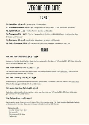 vegane Karte at Chao! Vietnam in Karlsruhe