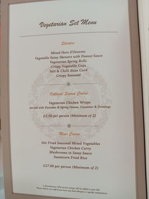 Set menu (request vegan) at Royal Baths Chinese Restaurant in Harrogate