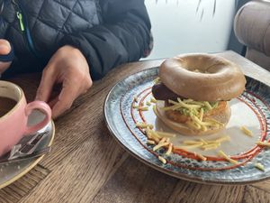 Vegan breakfast bagel  at Lyla Belle's Cafe in Hartlepool