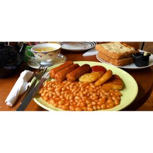 Vegan breakfast (-mushrooms/tomatoes) at Ravenous in Preston