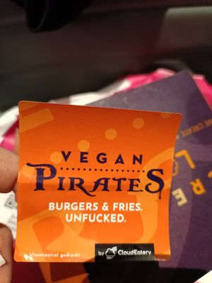 Vegan pirates burger box seal at Vegan Pirates by CloudEatery in Berlin