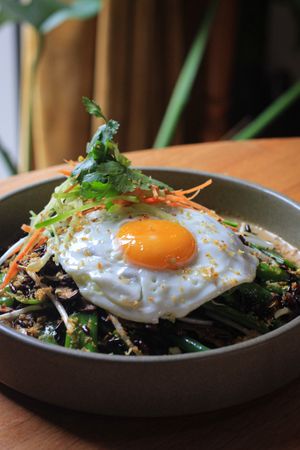 Black Rice Nasi Goreng (v, vg) at Bowery Kitchen and Bar in Katoomba