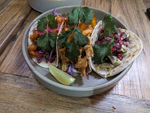 Vegan taco trio at Bowery Kitchen and Bar in Katoomba