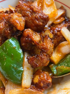 Sweet and Sour Karaage at Tokyo Vegan Ramen Center in Tokyo