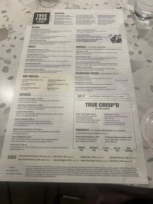 Menu  at True Food Kitchen in Tucson