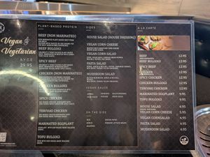 Vegan menu at Master Kim's Korean BBQ 2 in Las Vegas