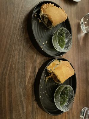 Tempeh & jackfruit empanadas  at Bar Avelo in Toronto
