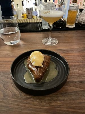 Spiced cake & apple sour  at Bar Avelo in Toronto