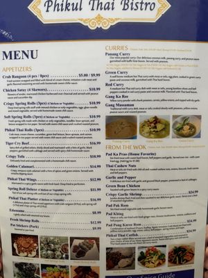 Menu pg 1  at Phikul Thai Bistro in Kansas City